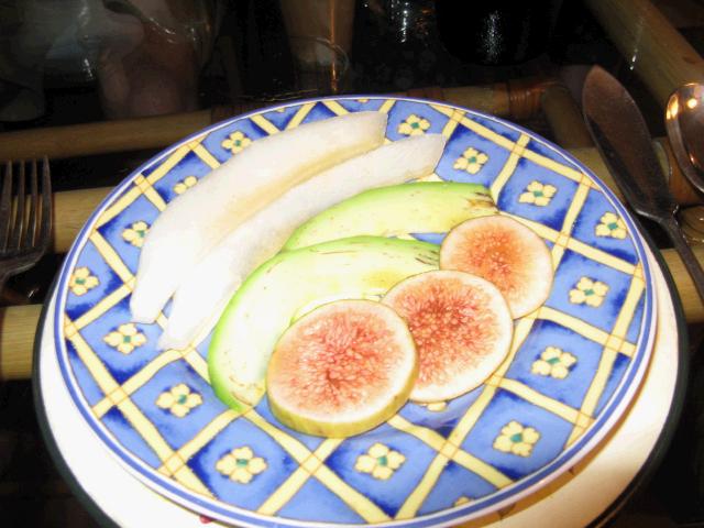 fig, melon and avacado